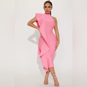 Fashion Nova Raylin Bandage Midi Dress - Pink